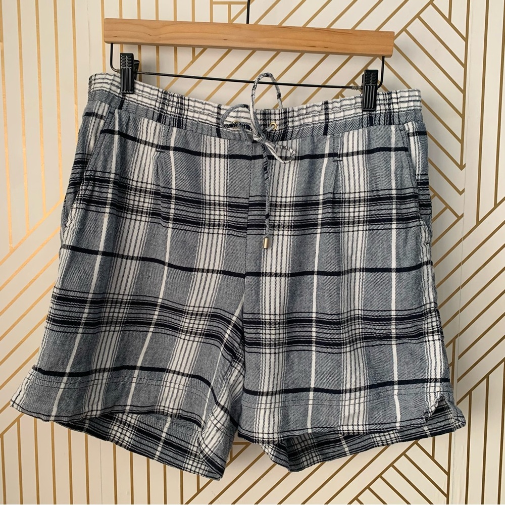 Jones New York plaid linen cotton Bermuda shorts summer breathable 12